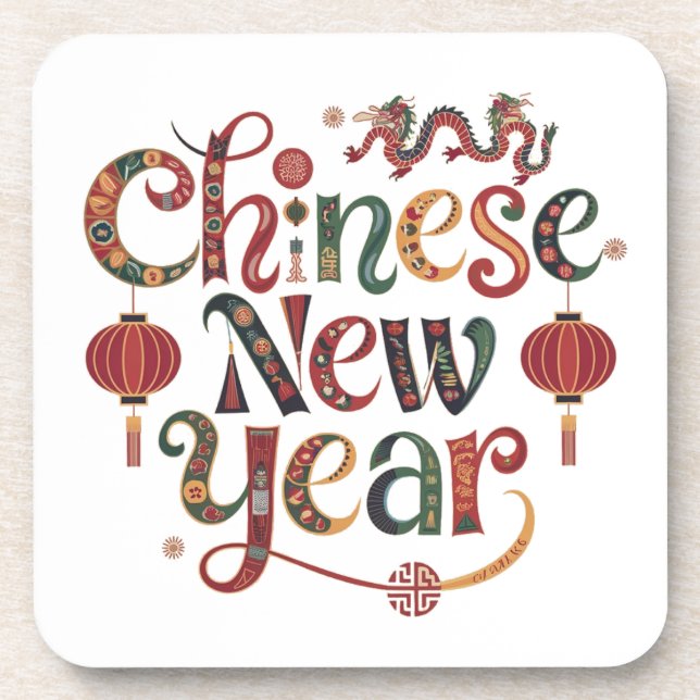 Chinesisches Neujahr Getränkeuntersetzer (Vorderseite)