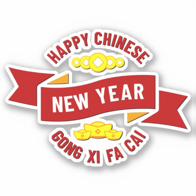 Chinesisches Neujahr Gong Xi Fa Cai - Wohlstand wü Aufkleber (Vorderseite)