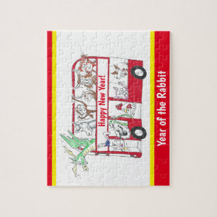 Chinesisches Neujahr - Jahr des Hasen London Bus Puzzle
