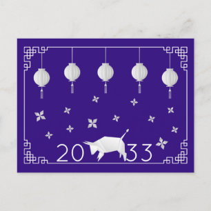 Chinesisches Neujahr Origami Ox Postkarte