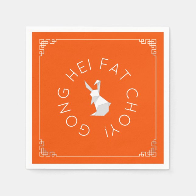 Chinesisches Neujahr Origami Rabbit Napkins Serviette (Vorderseite)