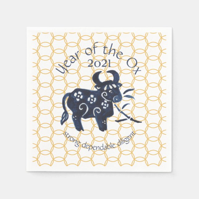 Chinesisches Neujahr Ox Zodiac Animal Minimal 2021 Serviette (Vorderseite)