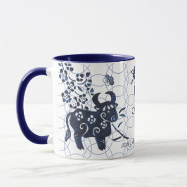 Chinesisches Neujahr Ox Zodiac Artistic Modern Blu Tasse