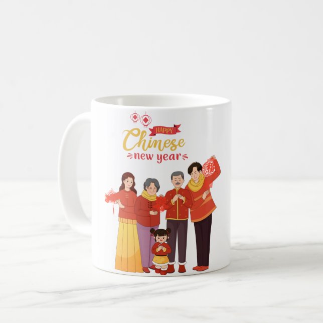 "Chinesisches Neujahr, Prosperität und Happ würdig Kaffeetasse (Vorderseite Links)