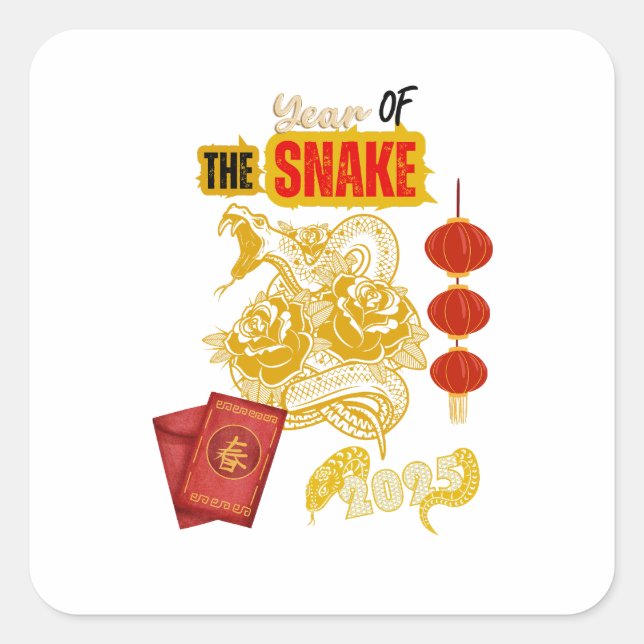 CHINESISCHES NEUJAHR QUADRATISCHER AUFKLEBER (Vorderseite)