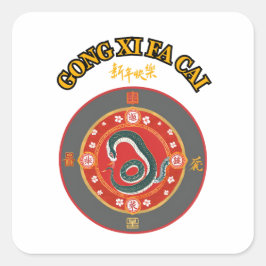 CHINESISCHES NEUJAHR QUADRATISCHER AUFKLEBER