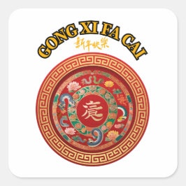 CHINESISCHES NEUJAHR QUADRATISCHER AUFKLEBER