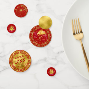 Chinesisches Neujahr Rat Red/Gold ID542 Konfetti