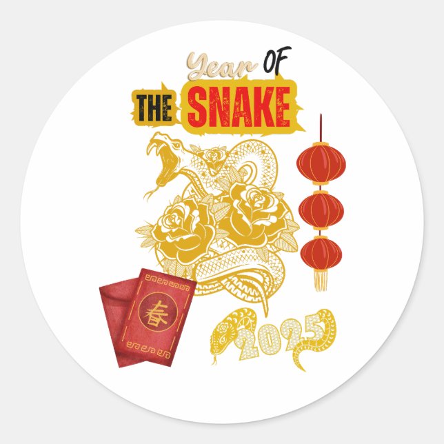 CHINESISCHES NEUJAHR RUNDER AUFKLEBER (Vorderseite)