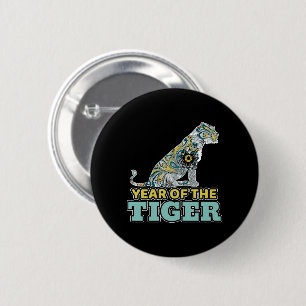Chinesisches Neujahr - Zodiac White Tiger Button