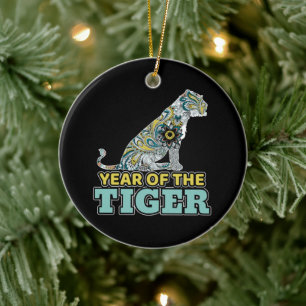 Chinesisches Neujahr - Zodiac White Tiger Keramik Ornament