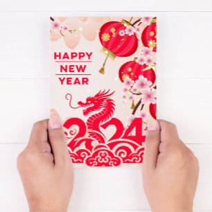Chinesisches Neujahrs-Drache 2024 Lunar Neujahr Ro Feiertagskarte