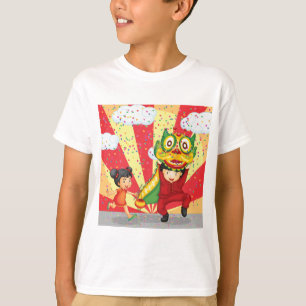 Chinesisches Neujahrs-Kinder-Löwentanz und Laterne T-Shirt