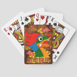 Chinesisches Neujahrs-Papierdrachen-Holz Rot Gold Spielkarten