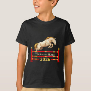 Chinesisches Neujahrs-Pferd 2026 Springreiten T-Shirt