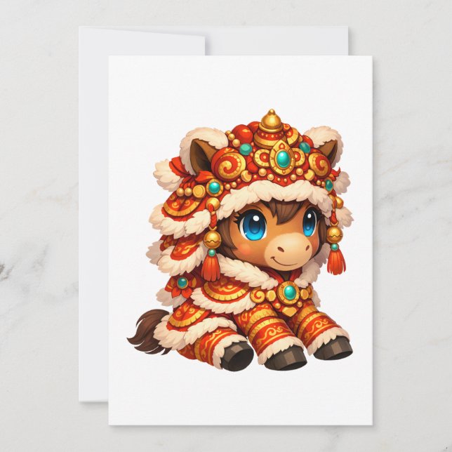 Chinesisches Neujahrs-Pferd 2026 Zodiak Einladung (Vorderseite)