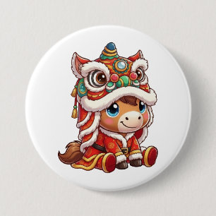 Chinesisches Neujahrs-Pferd 2026 Zodiakus Button