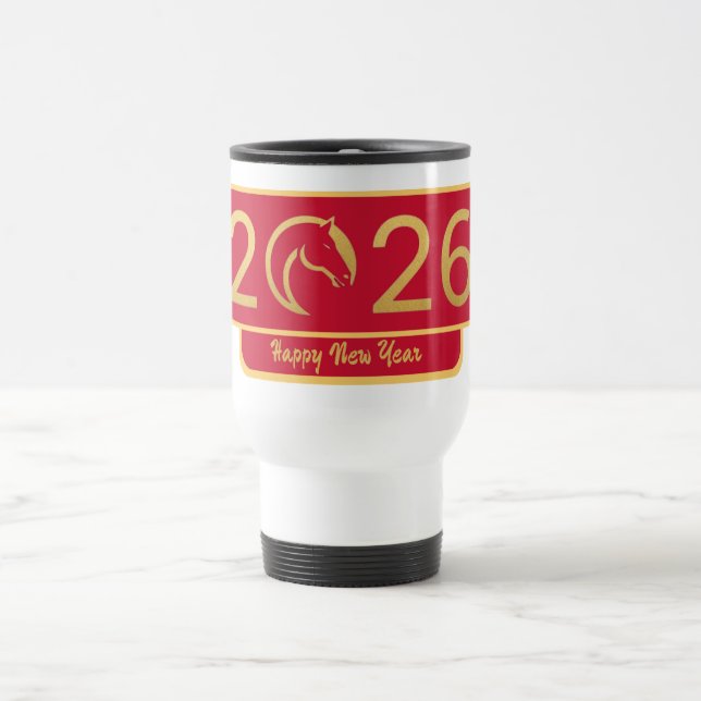 Chinesisches Neujahrs-Pferd Perfektes Geschenk Reisebecher (Mittel)