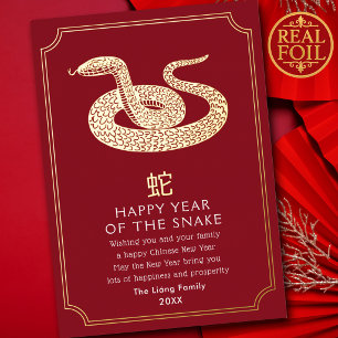 Chinesisches Neujahrs-Schlange Folien Feiertagskarte