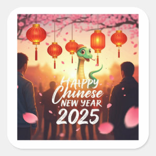 Chinesisches Neujahrs-Schlange Quadratischer Aufkleber