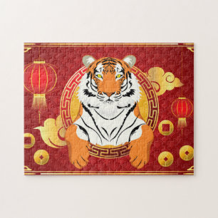 Chinesisches Neujahrsdesign mit Tiger Puzzle