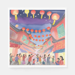 Chinesisches Neujahrsfest Wasserfarbenfeier Serviette