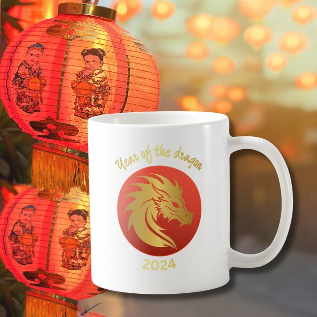 Chinesisches Neujahrsgeschenk des Drachen Rot und  Kaffeetasse (Von Creator hochgeladen)