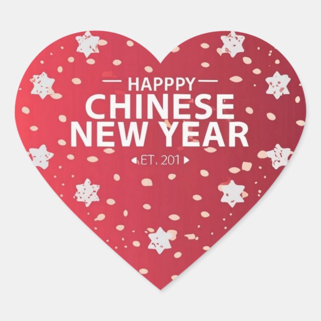 Chinesisches Neujahrsgeschenk Herz-Aufkleber (Vorderseite)