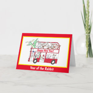 Chinesisches Neujahrsjahr des Kaninchen-Bus Karte