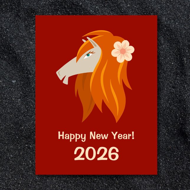 Chinesisches Neujahrspferd 2026 Zodiac Feiertagspostkarte (Von Creator hochgeladen)