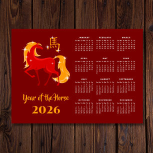 Chinesisches Neulunarjahr Pferd 2026 Kalender Magn Magnetkarte