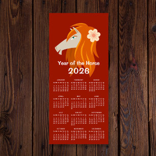 Chinesisches Neumondjahr Zodiac Horse 2026 Kalende Magnetkarte