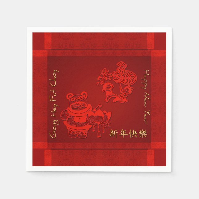 Chinesisches New Year Children Dragon Dance PPN Serviette (Vorderseite)