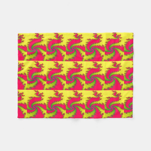 Chinesisches New Year Dragon Fraktal Fleece Blanke (Vorderseite (Horizontal))