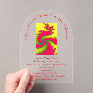 Chinesisches New Year Dragon Fraktal Lunar Neujahr Acryleinladungen