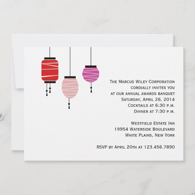 Chinesisches New Year Lanterns Cocktail Party Einladung (Vorderseite)