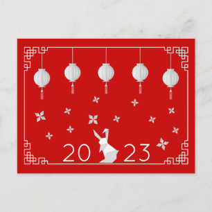 Chinesisches New Year Origami Rabbit Postcard Postkarte