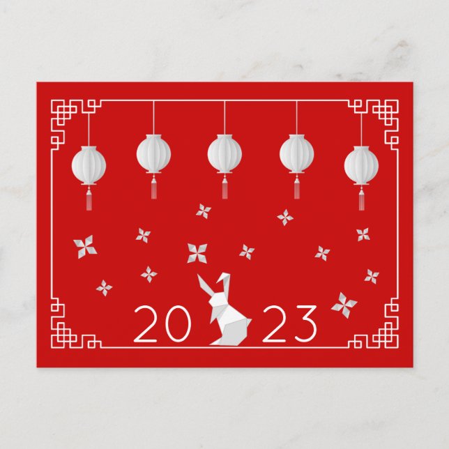 Chinesisches New Year Origami Rabbit Postcard Postkarte (Vorderseite)
