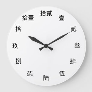 Chinesisches Numeral (Schwarzer Schriftart) Große Wanduhr