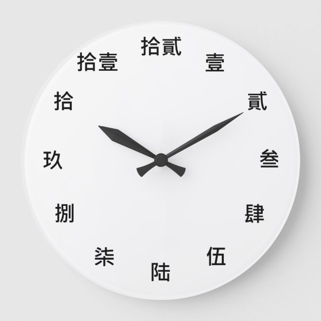 Chinesisches Numeral (Schwarzer Schriftart) Große Wanduhr (Vorderseite)