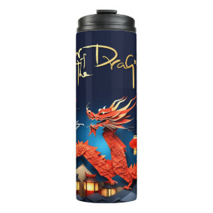 Chinesisches Origami-Rotes-Drache-Jahr-Sternzeiche Thermosbecher