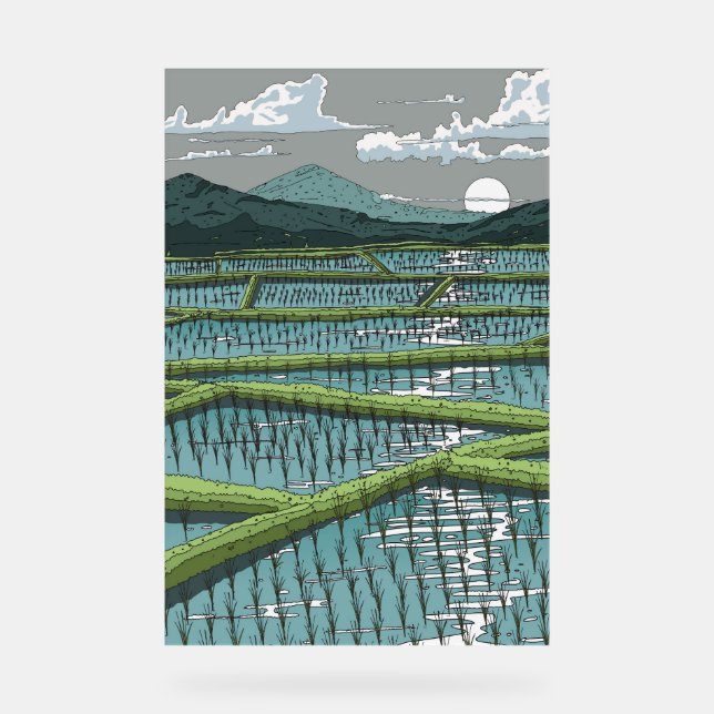 Chinesisches Paddy Field Acrylschild (Vorderseite)
