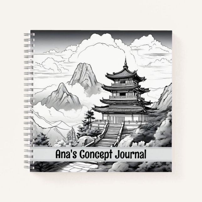 Chinesisches Pagoda Concept Journal Notizbuch (Vorderseite)
