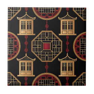 Chinesisches Pavillon-Gittermuster Fliese