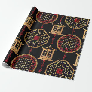 Chinesisches Pavillon-Gittermuster Geschenkpapier