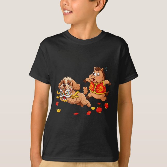 Chinesisches Pferd Apoo Lustige Kinder Männer Frau T-Shirt (Vorderseite)