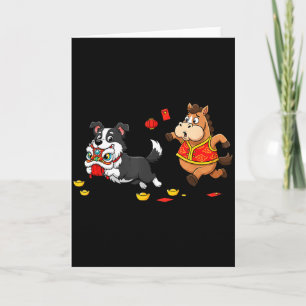 Chinesisches Pferd Border Collie Kinder Männer Fra Karte