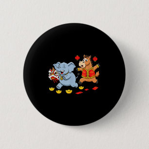 Chinesisches Pferd Elefant Lustige Kinder Männer F Button