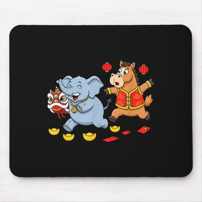 Chinesisches Pferd Elefant Lustige Kinder Männer F Mousepad (Vorne)