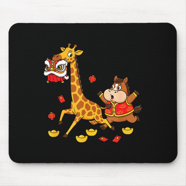 Chinesisches Pferd Giraffe Lustig Kinder Männer Fr Mousepad (Vorne)